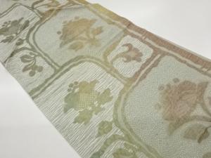 本場筑前博多変わり四角に抽象花葉模様織出し名古屋帯